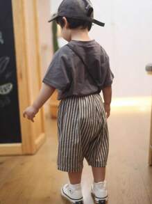 Kids/Young Boy 3/4 Shorts, Summer Thin Striped Casual Capri Pants Bottoms