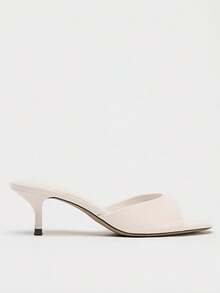 全新夏季女鞋漆面效果穆勒式尖头高跟凉鞋 [请参考尺码表了解尺码] - 米色 - 查看 3