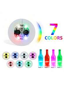 LED灯杯垫，5件适用于酒瓶，LED杯垫灯，发光杯垫LED酒瓶灯适用于酒瓶，饮料，俱乐部，派对，婚礼，酒吧装饰白色 - LED發光杯貼 - 查看 2
