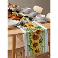 Summer Sunflower Table Flag, Green And Yellow Elements Are Matched To Give People A Refreshing And Relaxing Feeling, Used For Desktop Decoration