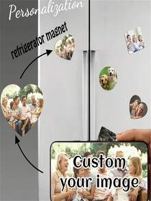 Customized Round Fridge Magnet, Blank Photo Printable, Personalized Fridge Sticker, Suitable For Refrigerator, Kitchen, Office, Wall Decor - Multicolor - View 3