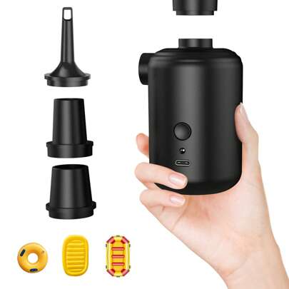 Electric Air Pump, 3600mAh Electric Air Pump For Inflatable, Quick-Fill Portable Mini Air Pump With 4 Nozzles, Inflator Deflator USB Rechargeable Small Pump For Air Mattress.