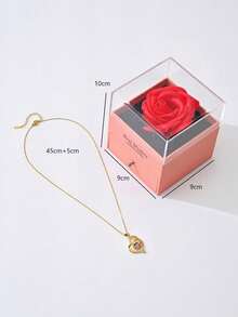 1 Set Artificial Rose Gift Box Necklace, "I Love You" In 100 Languages Necklace, Mother's Day, Valentine's Day Gift For Mom, Wife, Daughter, Grandma, Granddaughter