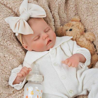 DREAMYDOLLY 17-Inch Realistic Reborn Baby Doll – Lifelike Poseable Newborn Girl With Soft Vinyl Body, Includes Feeding Kit & Gift Box (White)  Bebe Reborn Realistic Babies,Baby ,Reborn Baby ,Kids Toy,Realistic,Lifelike Baby Dolls,Toys ,Doll Toys  Christmas Decoration Christmas Gift Anatomically Accurate