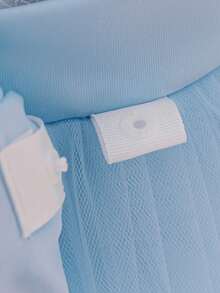 Abito elegante da damigella d'onore per ragazze, in tulle con maniche lunghe in pizzo e fiocco, adatto per la scuola, recital di pianoforte, occasioni formali, non include fascia per capelli - celeste - Visualizzare 10