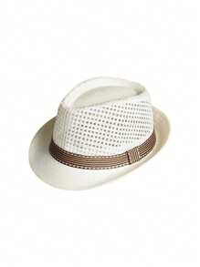 Chapéu de Palha Leve Cáqui Masculino Monopeça. É Respirável no Verão, Trazendo Uma Sensação Refrescante. Esse Chapéu Elegante é Confortável e Leve, e É Um Chapéu de Sol Conveniente e Prático. É Um Chapéu de Sol Versátil, Adequado para a Primavera, Destacando Um Temperamento Elegante. O Chapéu Refrescante Com Material Delicado e Suave à Pele é Um Item Essencial para a Praia.