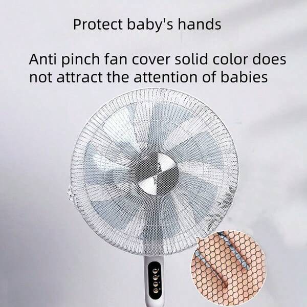 1pc Fan Safety Guard - Anti-Pinch Net, White/Black, Electric Fan Protective Cover, Anti-Pinch Fan Guard, Safety Net Cover, Round Protective Cover, Durable Protective Cover - Essential Cleaning Tool To Meet Home, Apartment And Dormitory Protection Needs