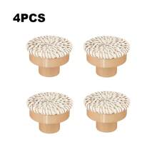 4-20pcs Round Wooden Cabinet Drawer Knobs Unfinished DIY Color Wardrobe Door Pulls Nordic Wood Cupboard Handles With Screws
