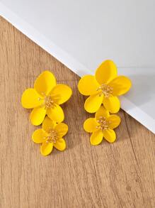 1pair Fashionable & Elegant Double Layered Flower Design Stud Earrings For Women, Perfect For Daily Wear, Festival & Party, Gift