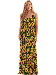 Tie Dye Spaghetti Strap Maxi Dress - Black Floral Dress - View 1