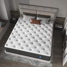 MRH New 12-Inch Twin Full Queen King Memory Foam Hybnd Mattress With Ergonomic Lindividual Springs, Medium Sot, Pine Soothing For Allages! Try It Free For 100 Days - Grey - View 5