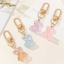 4 件可爱卡通 4 色泰迪熊钥匙扣，创意简约 3D 模型钥匙扣，情侣配饰，女友礼物 - 彩色 - 查看 5