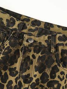 Vintage Leopard Print Straight Loose Jeans For Women, Casual Denim Pants, Street Fashion , Spring/Summer - Leopard - View 3