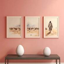 3 piezas Pósteres cristianos de la oveja perdida de Jesús, arte de pared en estilo de ilustración moderna para decoración del hogar, con marco opcional - Multicolor - Ver 3