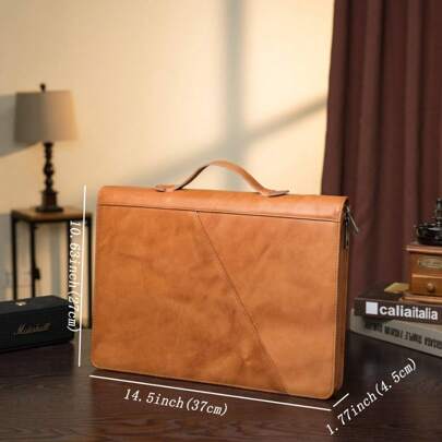 Local Delivery- Bag Computer Bag Lawyer Folder For Men, TSA Compliant, PU Leather Lined, Practical High-Grade Gift Vintage Vegetable Tanned PU Leather