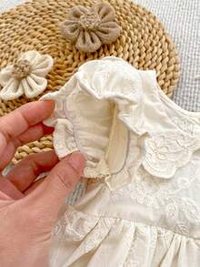 Baby Girl Summer Thin Sweet Embroidery Bodysuit - Apricot - View 5