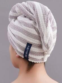 كاب تجفيف الشعر للنساء، كاب مجفف مخطط، فائق الامتصاص، لين وناعم، قابل للتنفس وماص، خالٍ من الوبر، منشفة مجفف الشعر، منشفة تغليف الشعر، للشعر القصير والطويل، منشفة تجفيف سريع للشعر، منشفة لف تجفيف الشعر - متعدد الألوان - مشاهدة 2