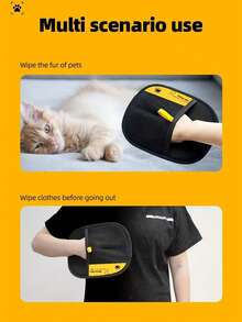 Pet Static Hair Removal Gloves - Black Polypropylene Cat Grooming Gloves With Yellow Accents, Effective For Removing Fur And Dander, Ideal For Cats And Dogs, Pet Grooming Essentials | Stylish Pet Accessories | Pet Grooming Gloves - Multicolor - View 5