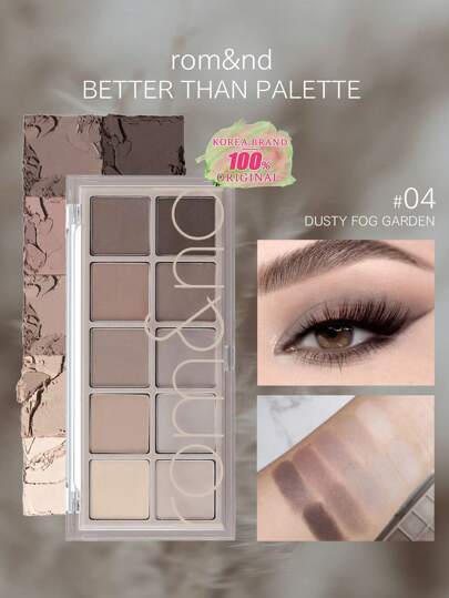Rom&nd Romand Better Than Palette 04 Dusty Fog Garden, Eye Shadow Palette, Daily Natural Shades, Blendable, Rich Colors, Velvety Texture, Matte & Shimmer, High Pigmented, Long Lasting, Korean Makeup, K-Beauty, 8g/0.28oz
