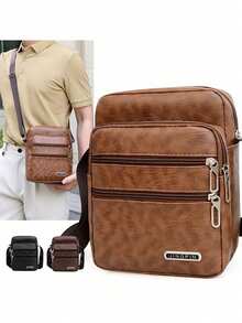 Men's PU Leather Shoulder Bag Messenger Shoulder Bags Multifunctional Large Capacity Bags - Multicolor - View 1