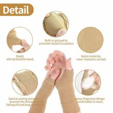 Thumb Compression Gloves Fingerless Support With Gel Pads Joint Support Breathable Carpal Tunnel Cover - Multicolor - View 4