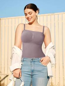 Strapless Shapewear Tank Top For Women - Tummy Control Compression Camisole | Slimming Long Tube Top Bodysuit - Dusty Purple - View 4