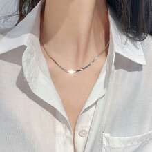 Stainless Steel Blade Chain, European And American Fashion Hip-Hop Flat Women's Titanium Steel Necklace, Fairy Necklace Jewelry - 灰色 - 查看 2
