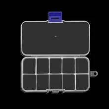 Caja de almacenamiento de plástico rectangular ajustable con ranuras, transparente, para joyería, collares, organizador de artesanía, contenedor para cuentas y joyas