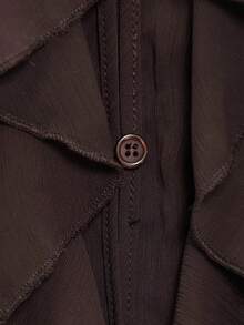 HZXVIC Women's New Autumn French Style Multi-Layer Ruffle Transparent V-Neck Drape Long Sleeve Blouse - Brown - View 5