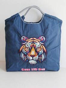 New Delicate Tiger Head Embroidered Design Large Capacity Handbag, Women Fashion Versatile Shoulder Tote Bag - Multicolor - View 14