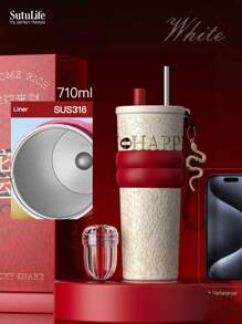 Vaso aislado de gran capacidad de 500ml/700ml/710ml - Taza de café de acero inoxidable con tapa, vaso de viaje para bebidas calientes y frías, compatible con portavasos de coche, material, tapa con orificio y portaboquillas, banda de silicona antideslizante, portátil y duradero para uso en exteriores, campamento, oficina, como regalo de botella de agua para la novia, estudiante, vuelta al cole del chico