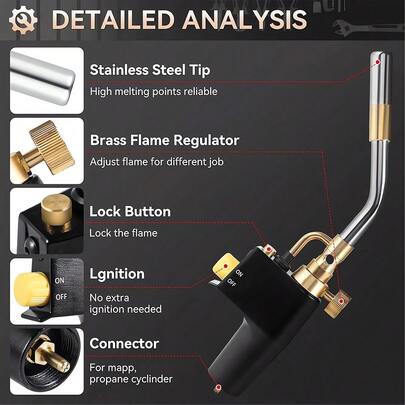 Metal Welding Welding Tools, Welding Guns, Trigger Start Mapp Gas Torch, High Strength Propane Welding Head Welding Tools, Propane Welding Torch, Adjustable Flame Welding Torch, Gas Torch, Welding Torch