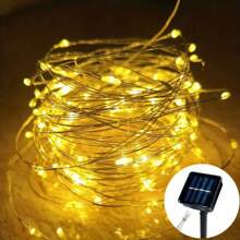 1pc 50/100/200/300LED Solar Fairy Lights Outdoor, 8 Modes Copper Wire LED Light String, Holiday Party Garden Decoration Light