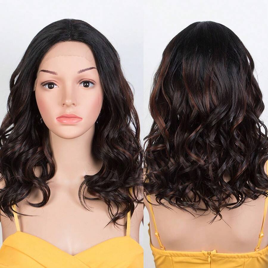 Synthetic Hair Body Wave Wig Full Machine Wigs For Women Loose Deep Wave Hair Wig Cosplay No Lace Full Machine - Tự nhiên & Đen - Xem 1
