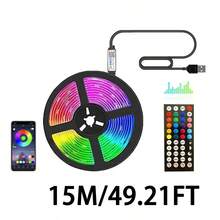 遥控智能RGB LED灯带，音乐同步，USB供电，App/遥控器控制，适用于卧室、家居、户外、派对、万圣节、圣诞节装饰、电视背光、房间装饰、生日、毕业典礼等场合，也是圣诞节家居装饰和圣诞礼物的理想之选。 - 黑色 - 查看 13