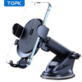 TOPK Car Phone Holder Mount For Dashboard, Upgraded Handsfree Cell Phone Stand Holder For Car Dashboard, Compatible With Most Cell Phones