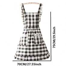 Plaid Apron For Women, Kitchen Cooking Apron With Pocket Adjustable Chef Apron Baking Aprons Bib Aprons Artist Apron For Cooking - Blue - View 7