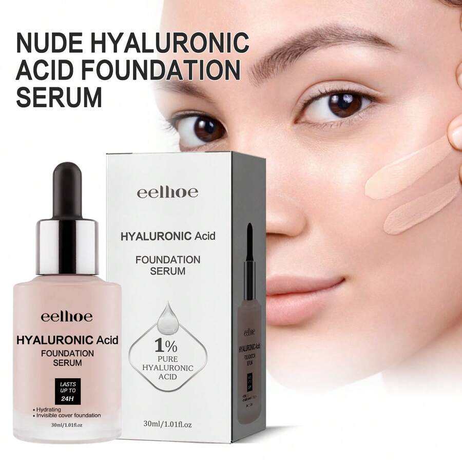 Nude Translucent Hyaluronic Acid Foundation, Lightweight, Delicate, Matte, Long-Lasting, Does Not Cake, Waterproof, And Translucent Coverage,Nude Hyaluronic Tinted Serum Foundation With Hyaluronic Acid - Multicolor - View 1