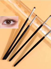 4pcs Precise Horse Hair Eyeliner Brushes, Portable Eye Makeup Kit For Creating Various Eye Makeup Looks, Essential For Daily Commuting