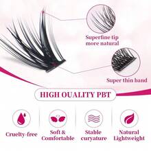 MAMACOS Natural 30D+50D Realistic Lash Extensions 12-16mm Mixed 12 Rows 240pcs Waterproof Mink Lashes Curled Thick Fitting Reusable DIY Lashes For 3D Effect, Suitable For Light Makeup, Full Makeup, Daily Or Outdoor Events - Black - View 5
