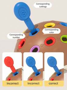 一套ABS材质刺猬造型配对训练玩具，精细动作技能训练蒙特梭利刺猬指甲板拼图玩具，手眼协调能力训练（配件颜色随机），家用玩具，儿童指甲护理套装，婴儿游戏 - 棕色 - 查看 4