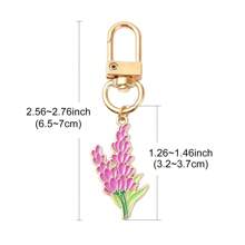 1pc Flower Design Keychain, Pastoral Floral Keyring, Violet/Lily Of The Valley/Lily/Sunflower Alloy Pendant, Fashion Elegant Bag Charm Accessory, Holiday Gift