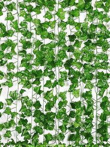 164 英尺人造常春藤假藤，常春藤花环绿叶花环假悬挂植物藤蔓美观绿叶卧室婚礼派对花园墙壁房间装饰 - 綠色 - 查看 8