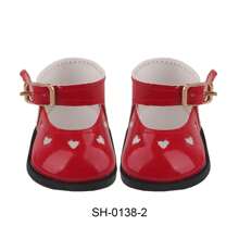 1 Pair Of Doll Shoes Fit For 18/14 Inch American Dolls, Fashionable Doll Heart-Shaped Patent Leather Shoes With Hollow-Out Decor And Buckle Design, Available In White, Red, And Black, Perfect Gift For Girls And Boys On Birthday, Holidays