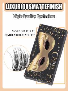 Zestaw 1 pary brokatowych samoprzylepnych eyelinerów i sztucznych rzęs – wodoodpornych, nie wymagających kleju, odpowiednich do makijażu imprezowego i scenicznego. Rzęsy na pasku, rzęsy, sztuczne rzęsy