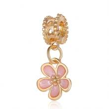 1 件金色精致粉色铃兰镂空爱心四角星爱心串珠吊坠饰品适合原创手链项链串珠 DIY 珠宝制作女士珠宝生日礼物送给妈妈女儿女朋友 - 金色 - 查看 2