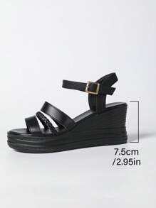 Sandales de plage décontractées à enfiler avec semelle épaisse, style romain, décoration tressée, pour femmes