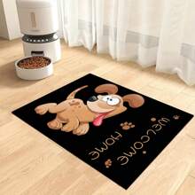 1 pieza Alfombra de alimentación para mascotas con estampado de huellas de perro "Bienvenido a Casa", de secado rápido y fácil de limpiar, para tazón de comida de perro/gato, almohadilla para jaula de mascotas, apta para todas las estaciones