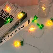 1 件 10/20/30/40 LED 热带火烈鸟菠萝棕榈树灯串夏季热带海滩夏威夷灯电池供电适合家庭派对海滩泳池夏季节日生日卧室装饰 - 暖白光 - 查看 4