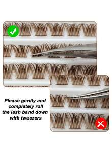 Rikuaild 100片D型卷翘棕色簇状假睫毛，自然交叉浓密蓬松簇状，8-16毫米，DIY睫毛，浓密单根假睫毛，睫毛簇，单根假睫毛，假睫毛 - D - 查看 6